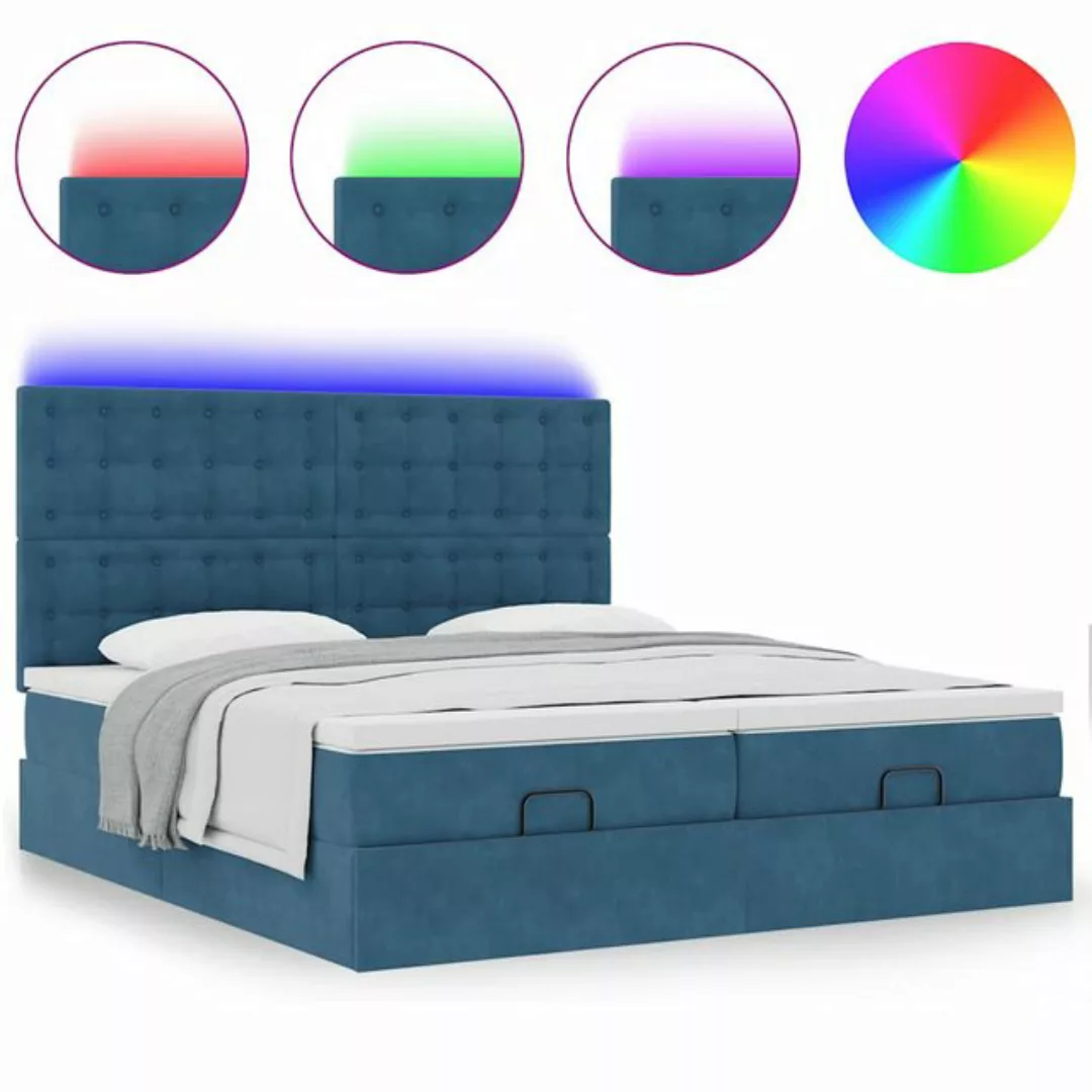 vidaXL Bett Ottoman-Bett mit Matratzen & LED Dunkelblau 200x200 cm Samt günstig online kaufen