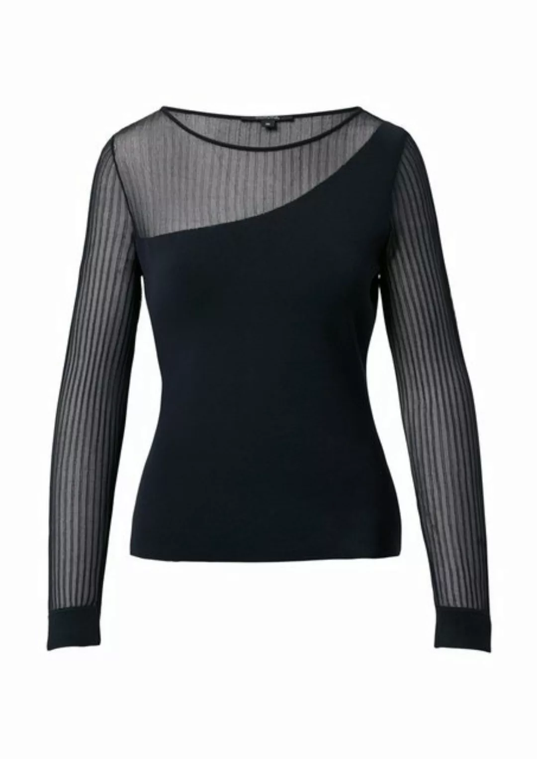 Comma Langarmshirt Feinstrickpullover mit Transparenz-Effekt günstig online kaufen