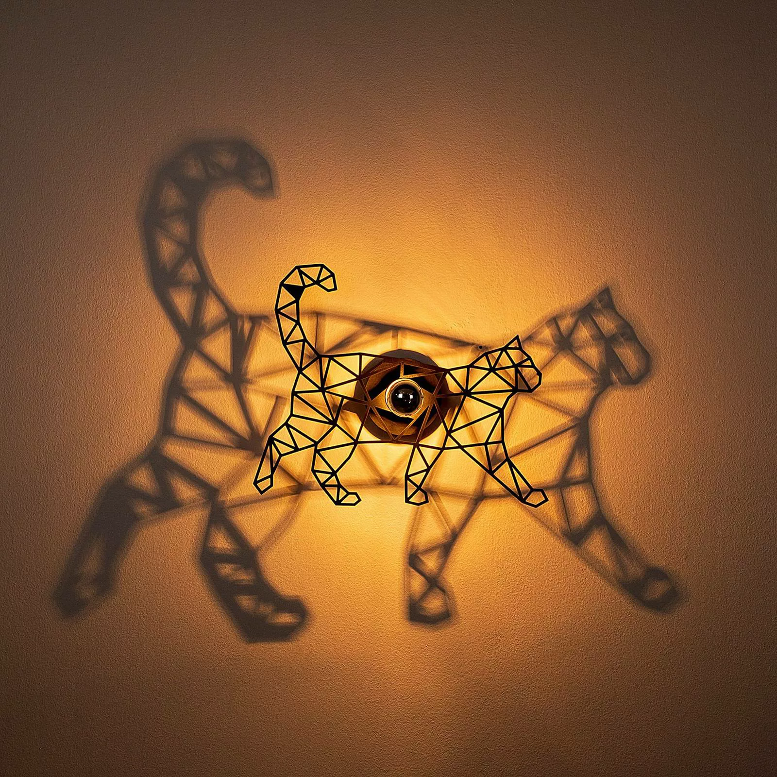 Wandlampe W-041, Lasercut, schwarzes Katzendesign günstig online kaufen