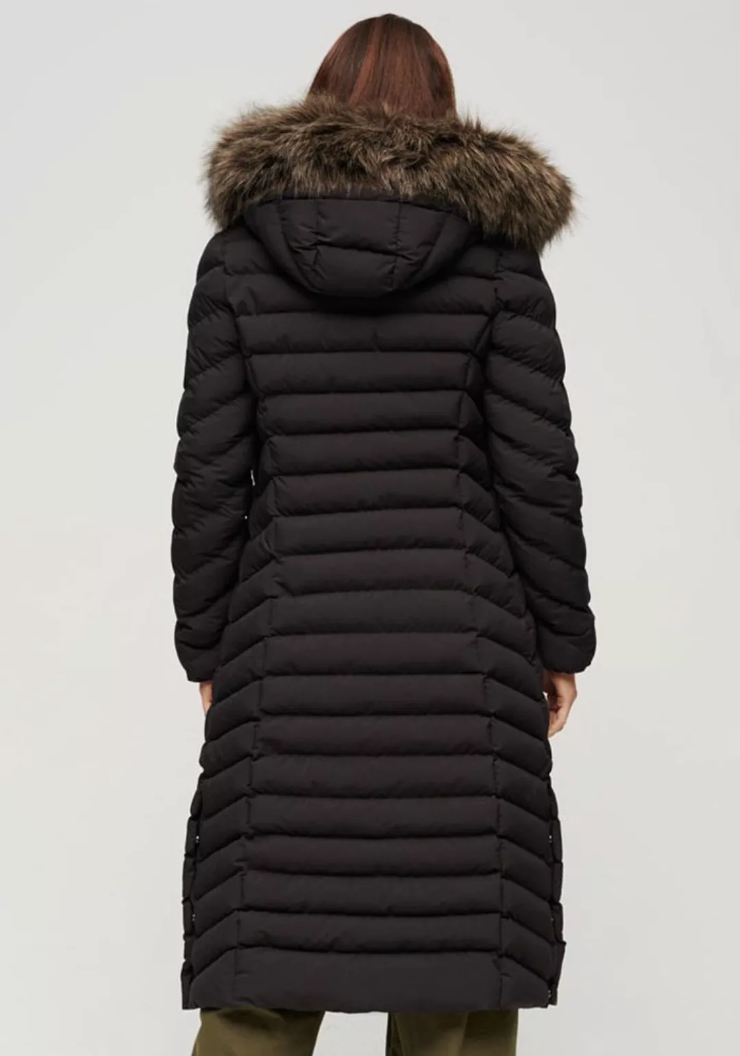 Superdry Steppjacke "Fuji Faux Fur Hooded Longline" günstig online kaufen