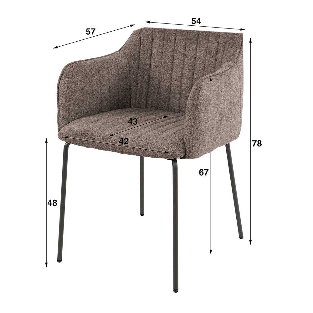 Stuhl mit Armlehnen Taupe Boucle (2er Set) günstig online kaufen