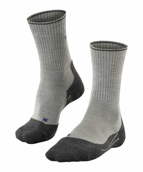 FALKE TK2 Wool Silk Damen Wandersocken, 35-36, Grau, Schurwolle, 16356-3400 günstig online kaufen