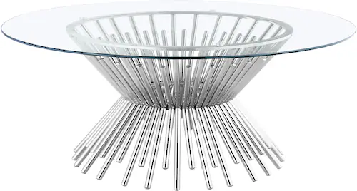 Leonique Couchtisch »Monty«, Couchtisch, rund, Glas, Chromgestell, Sicherhe günstig online kaufen