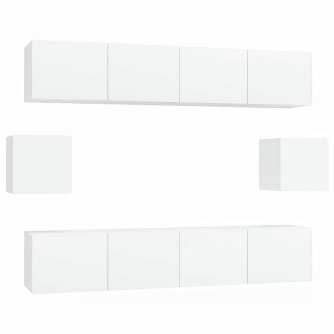 vidaXL TV-Schrank 6-tlg. TV-Schrank-Set Weiß Holzwerkstoff (6-St) günstig online kaufen