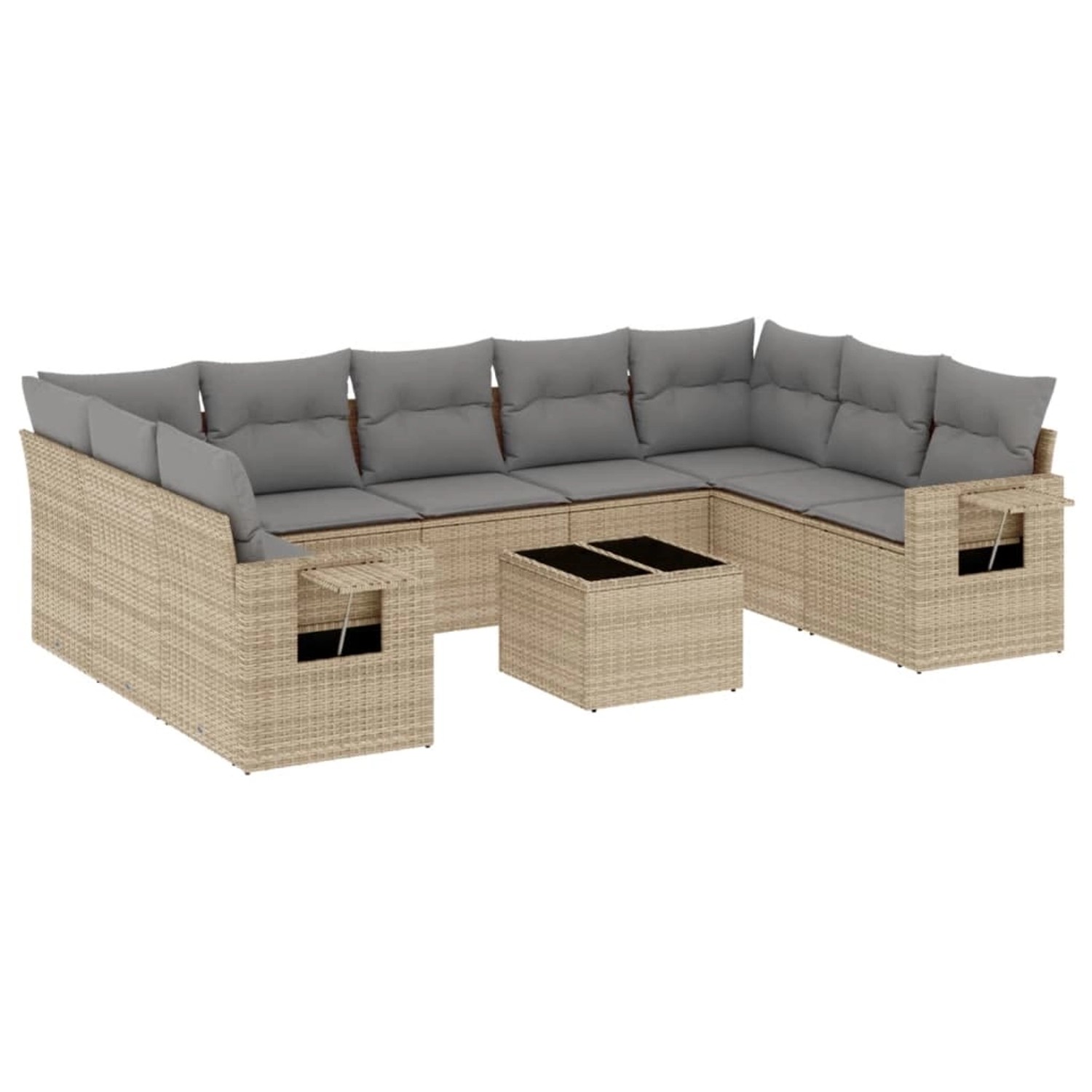 vidaXL 10-Tlg Garten-Sofagarnitur mit Kissen Beige Poly Rattan 3220608 günstig online kaufen