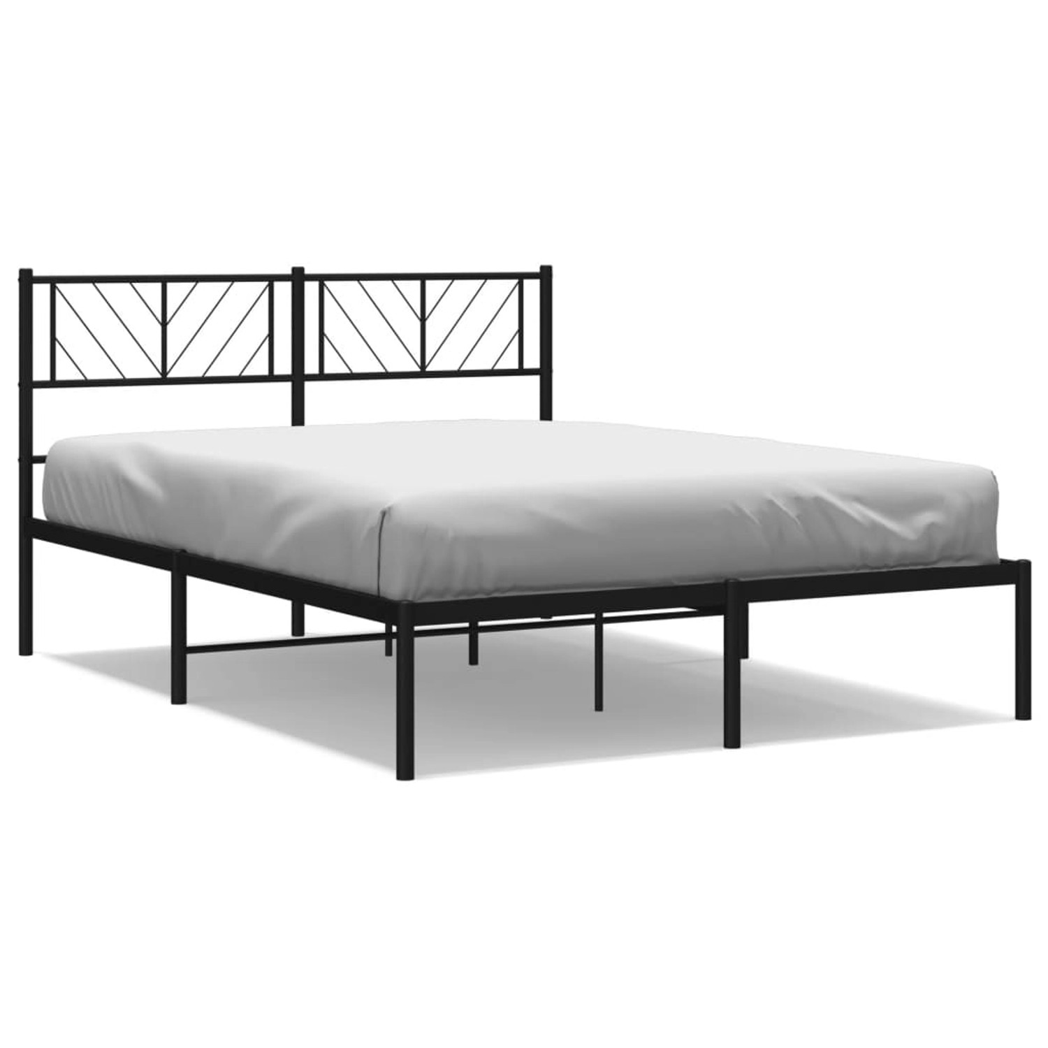 vidaXL Bettgestell Bettrahmen mit Kopfteil Metall Schwarz 140x190 cm Bett B günstig online kaufen