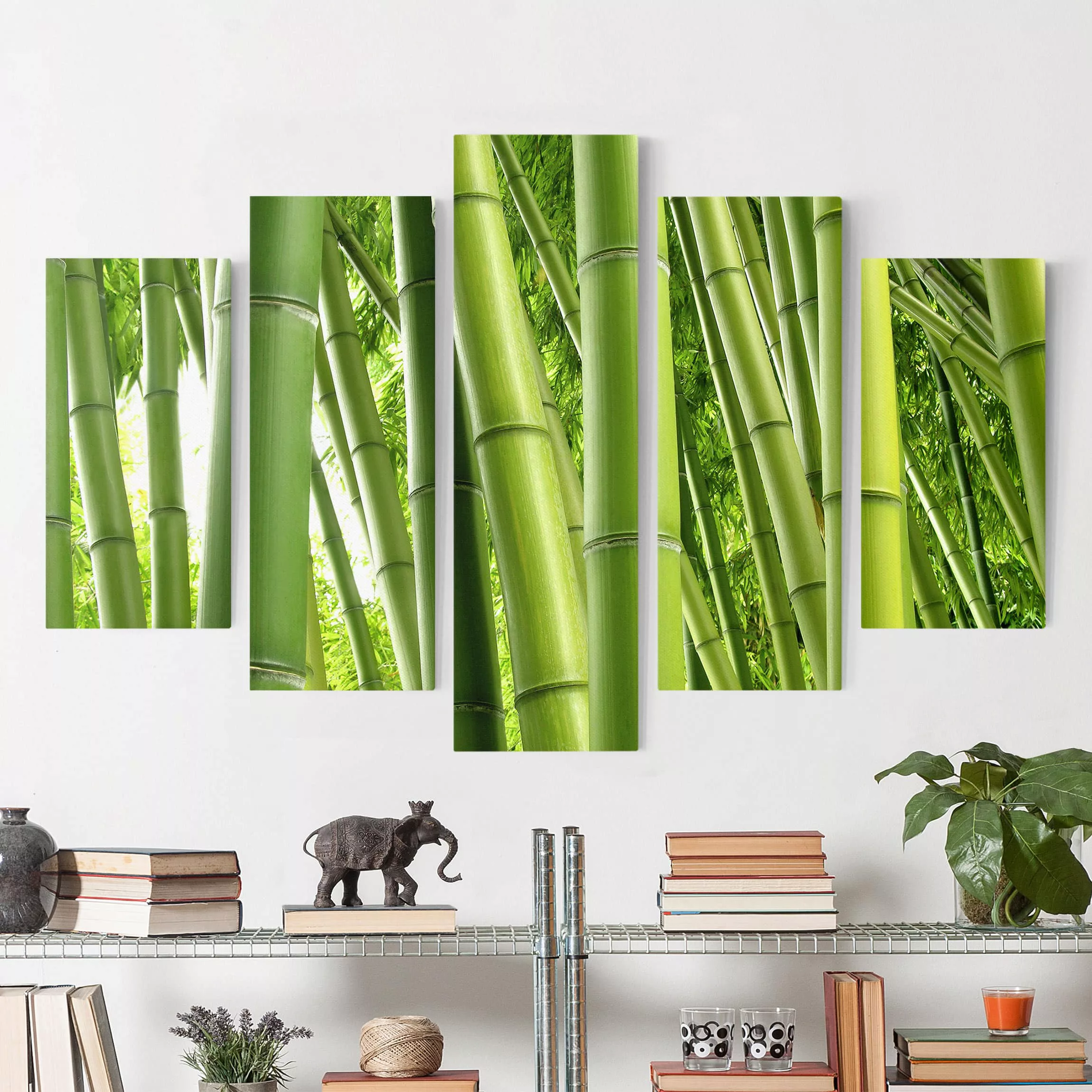 5-teiliges Leinwandbild - Querformat Bamboo Trees günstig online kaufen