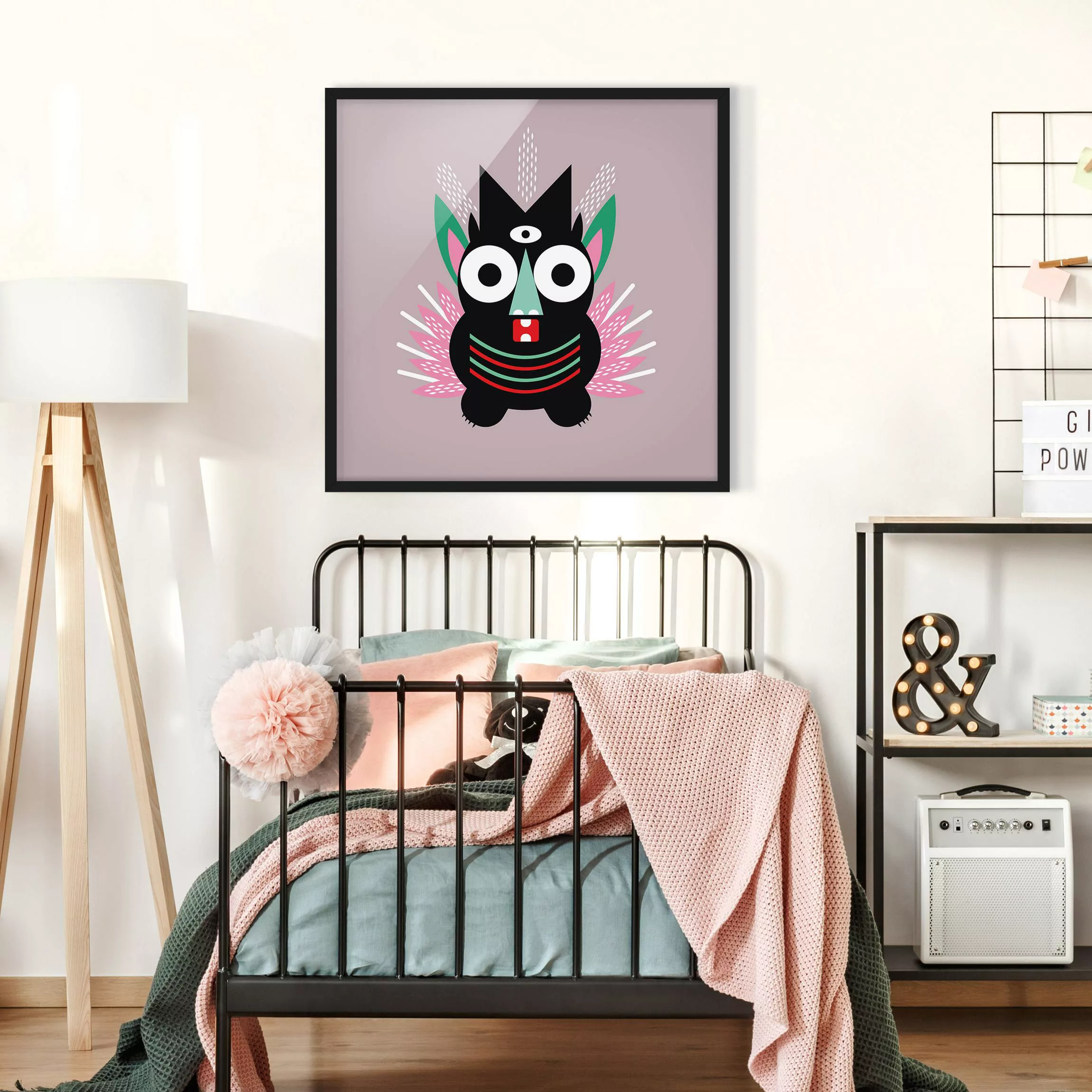 Bild mit Rahmen Kinderzimmer - Quadrat Collage Ethno Monster - Krallen günstig online kaufen