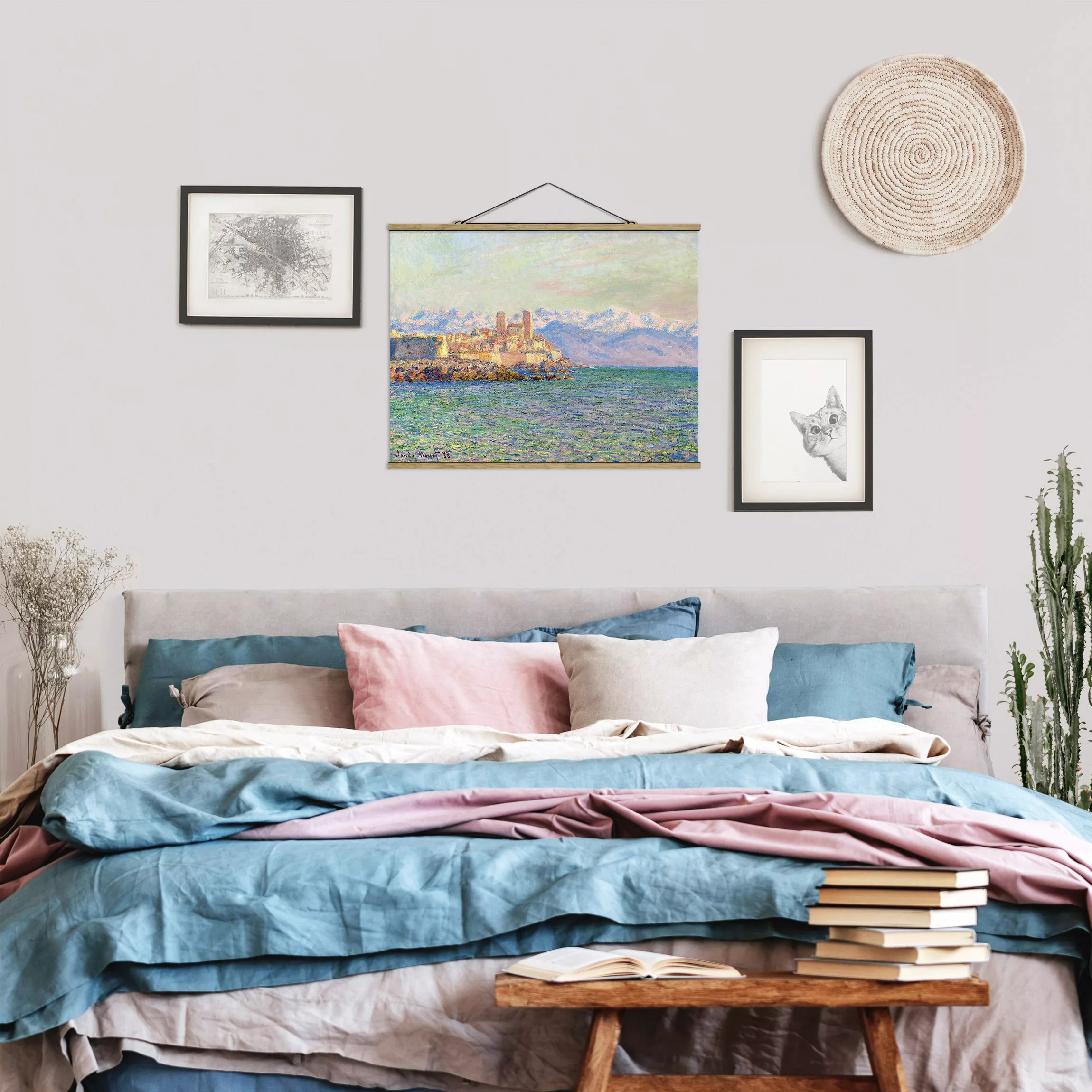 Stoffbild Strand mit Posterleisten - Querformat Claude Monet - Antibes-Le F günstig online kaufen