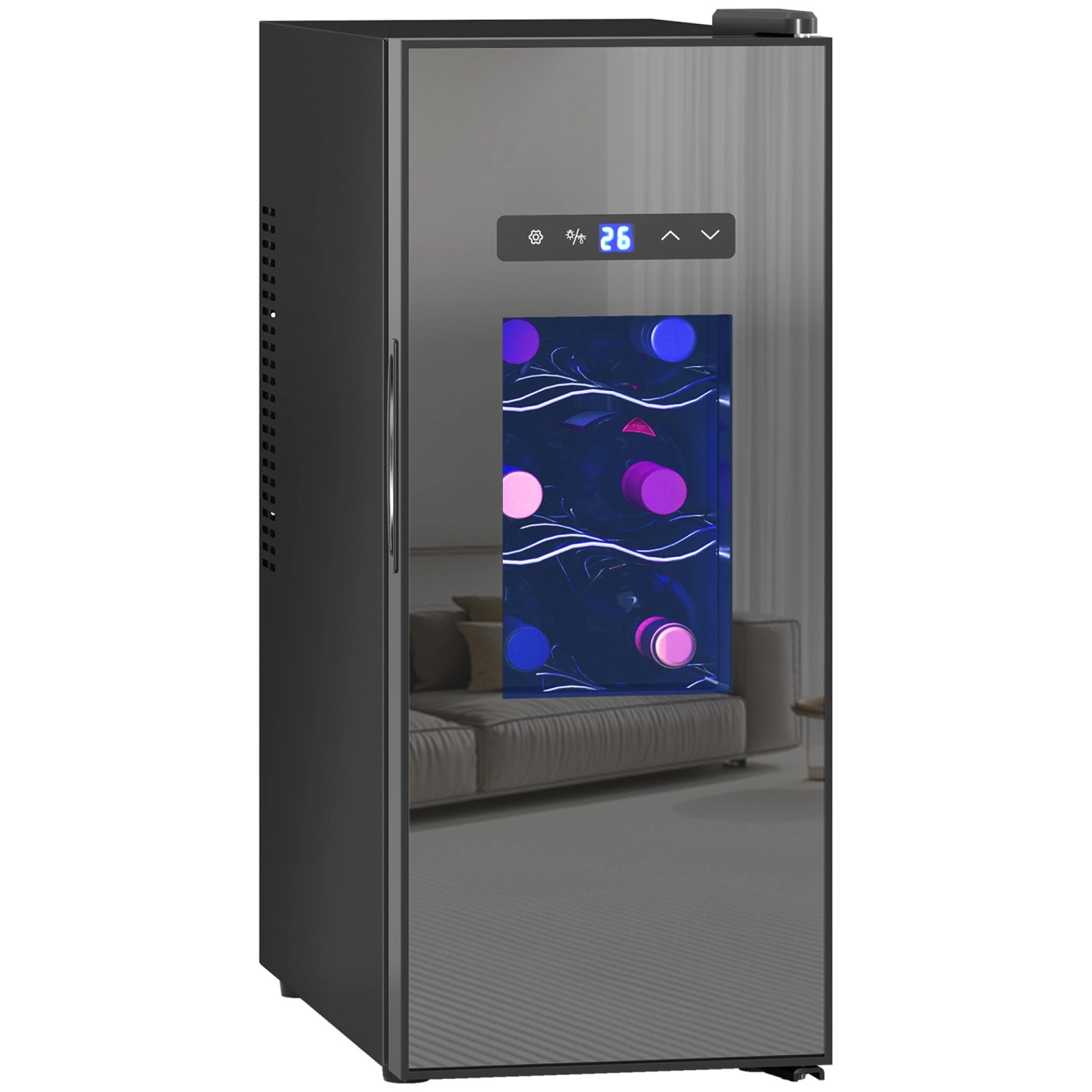 HOMCOM Weinkühlschrank Metall Hartglas Schwarz 51,5L x 26,5B x 65H cm günstig online kaufen