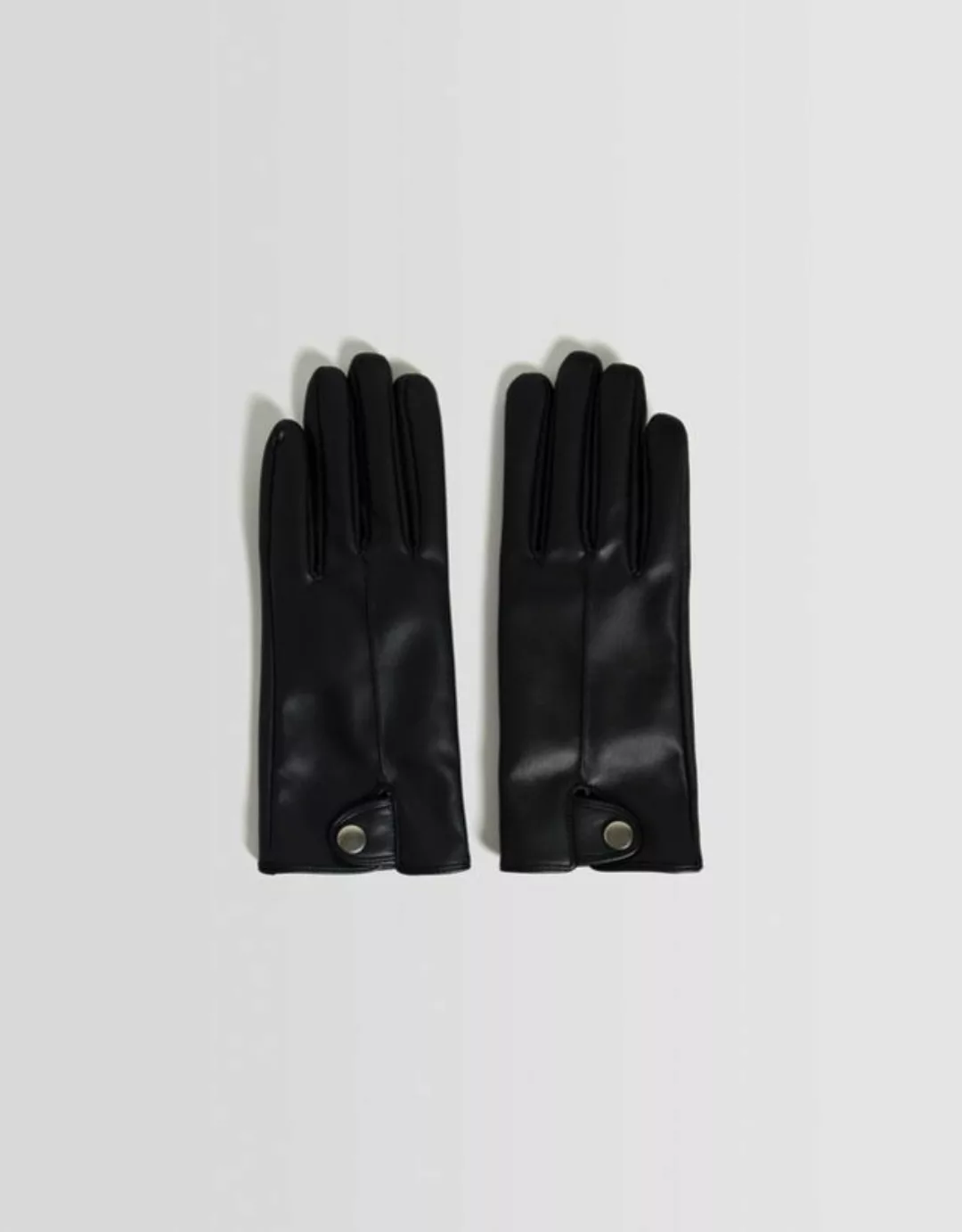 Bershka Kunstlederhandschuhe Mit Knopf Damen Schwarz günstig online kaufen