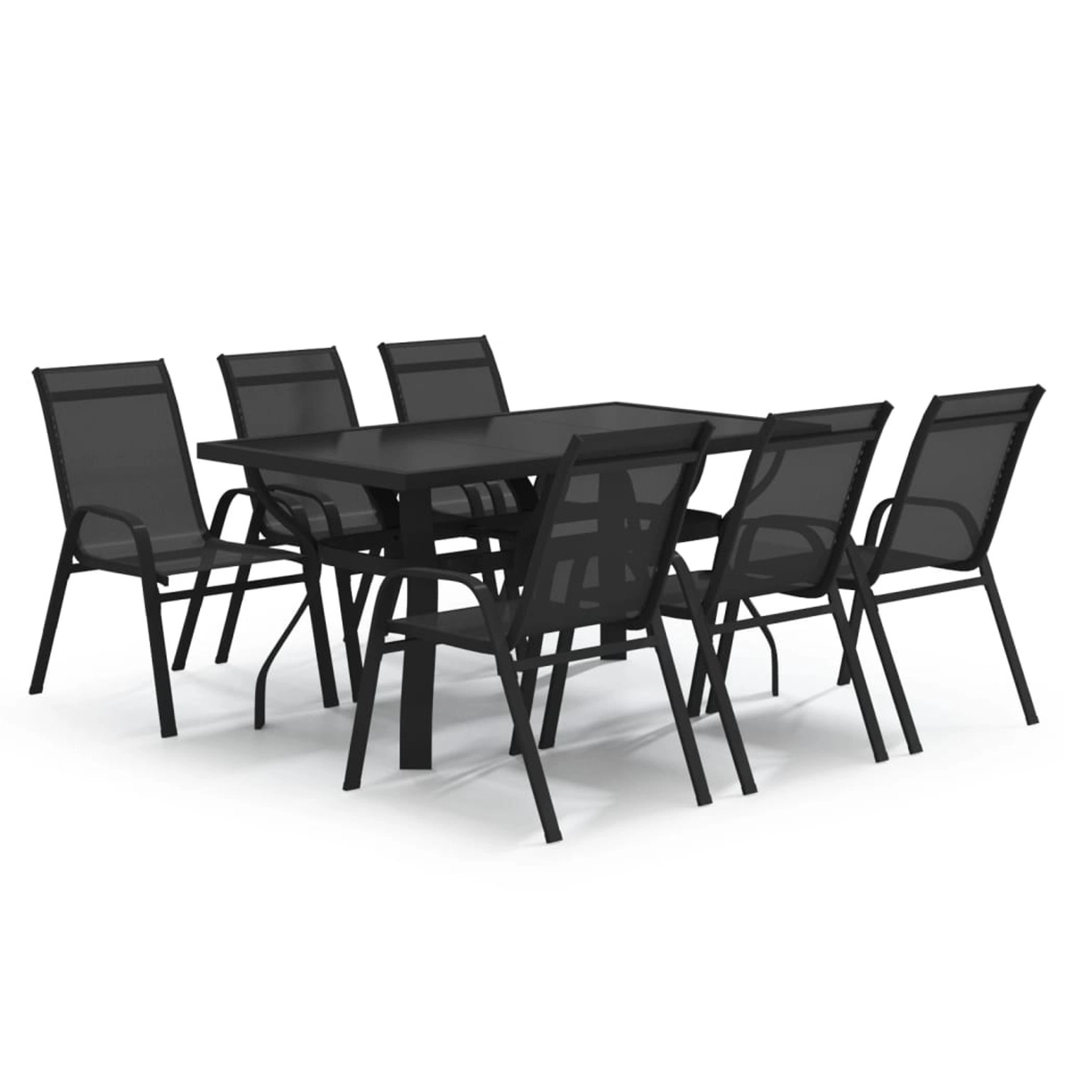 vidaXL 7-Tlg Garten-Essgruppe Schwarz 3095985 günstig online kaufen