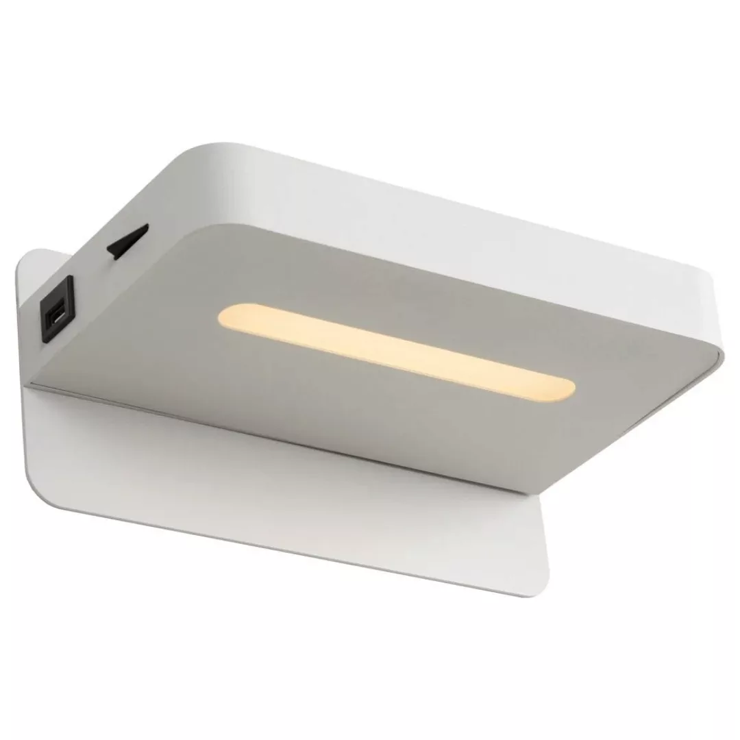 LED Wandleuchte Atkin in weiß mit Ablage und USB Anschluss günstig online kaufen