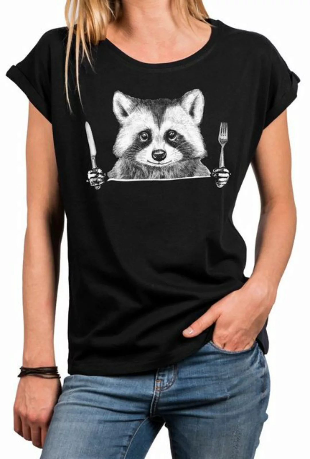 MAKAYA Print-Shirt Waschbär Cool Lustig Extravagant Ausgefallen Modische So günstig online kaufen