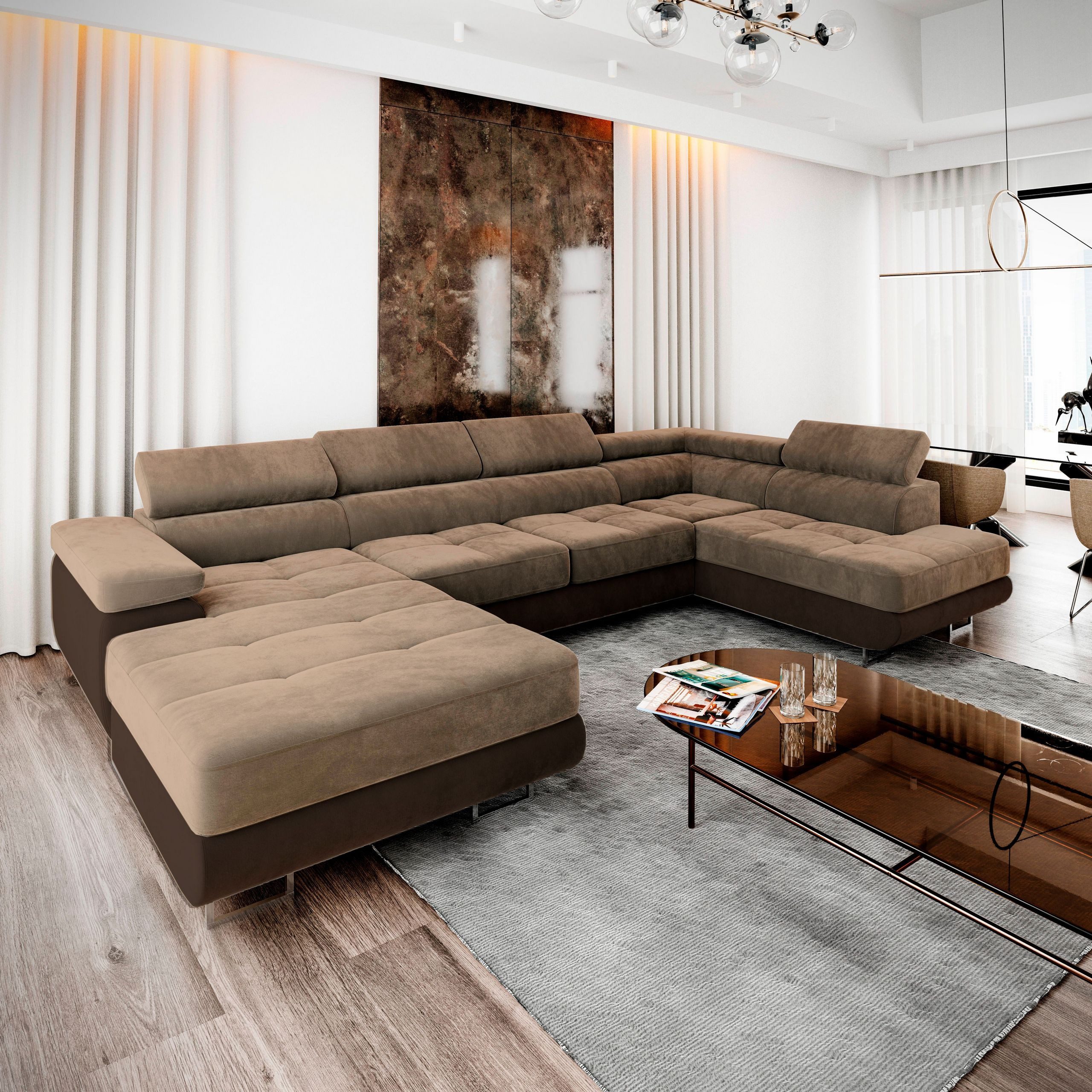 Masseno Ecksofa CASONE mit Schlaffunktion U-Form, günstig online kaufen
