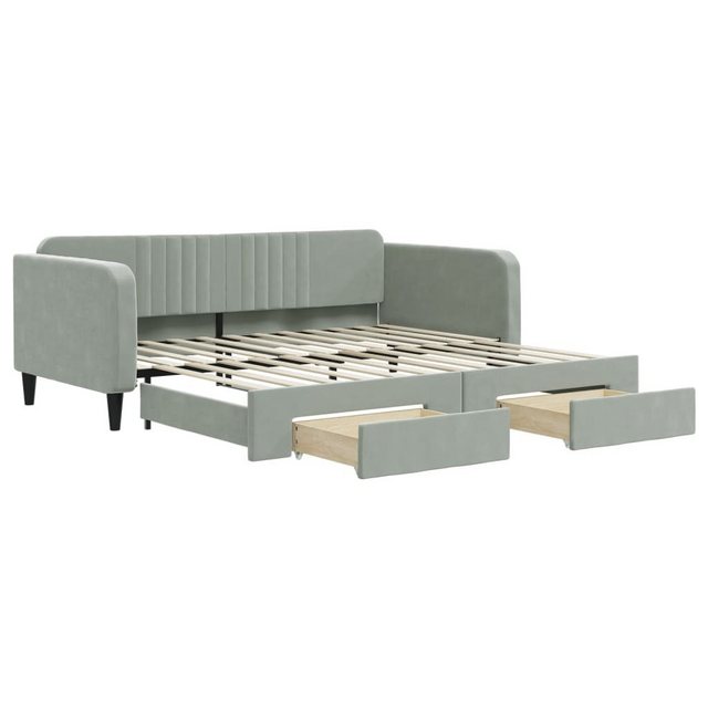 furnicato Bett Tagesbett Ausziehbar mit Schubladen Hellgrau 100x200 cm Samt günstig online kaufen