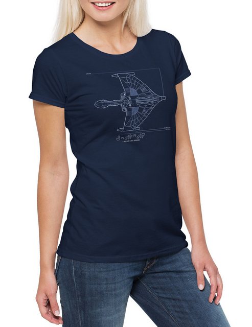 Urban Backwoods Print-Shirt D'Deridex Class Blueprint Damen T-Shirt Sci-Fi günstig online kaufen