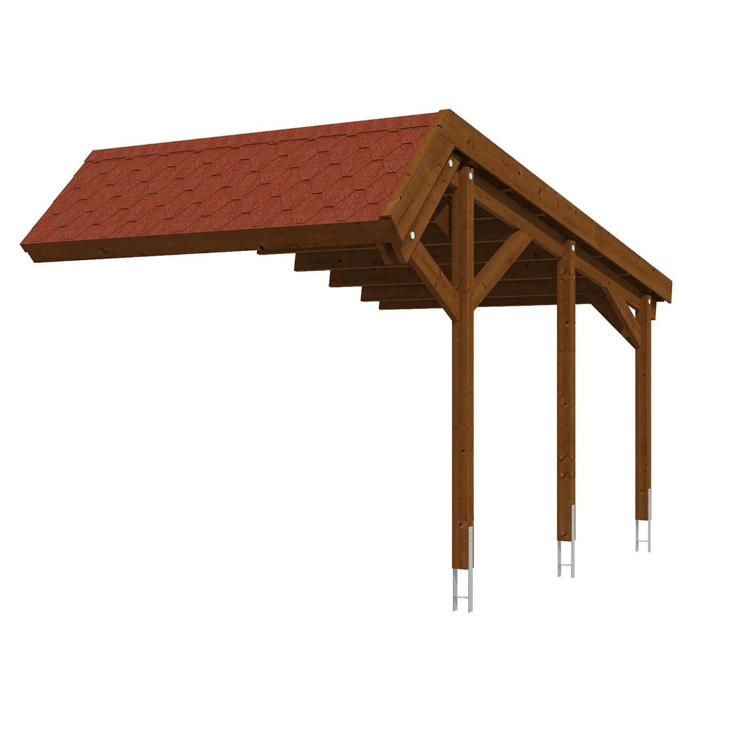 Skan Holz Erweiterung für Carport Harz m. roten Schindeln 303 x 560 cm Nuss günstig online kaufen