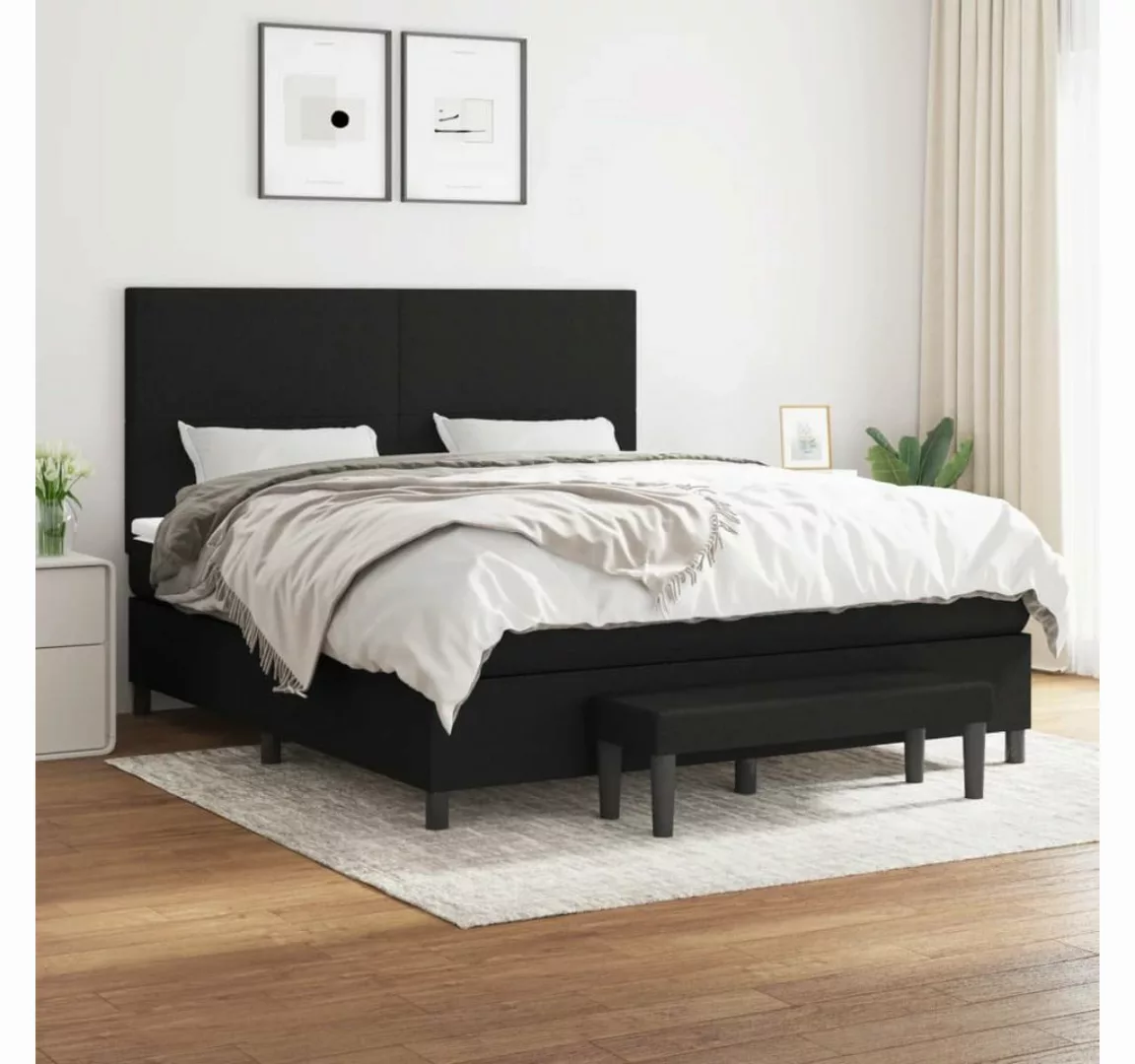 furnicato Bett Boxspringbett mit Matratze Schwarz 160x200 cm Stoff günstig online kaufen