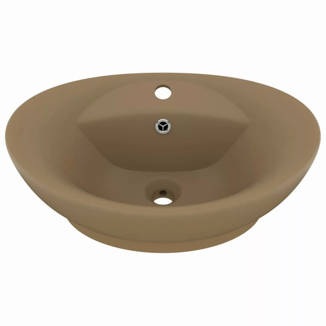 Luxus-waschbecken Überlauf Oval Matt Creme 58,5x39cm Keramik günstig online kaufen