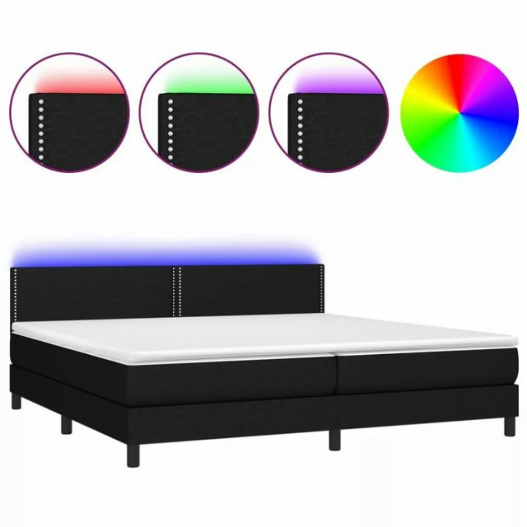 vidaXL Boxspringbett Boxspringbett mit Matratze LED Schwarz 200x200 cm Stof günstig online kaufen