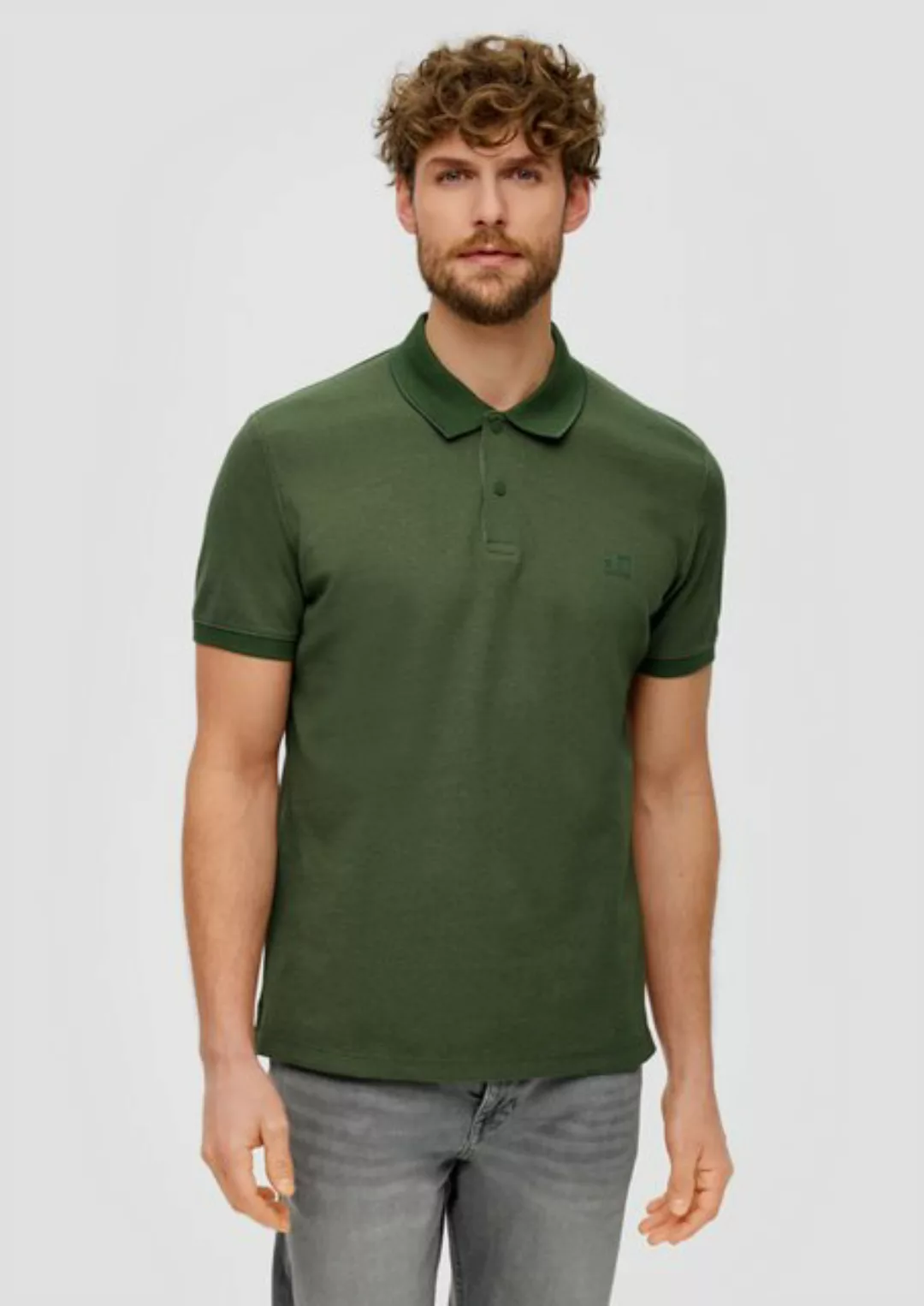 s.Oliver Kurzarmshirt Polo-Shirt mit Druckknöpfen Label-Patch günstig online kaufen