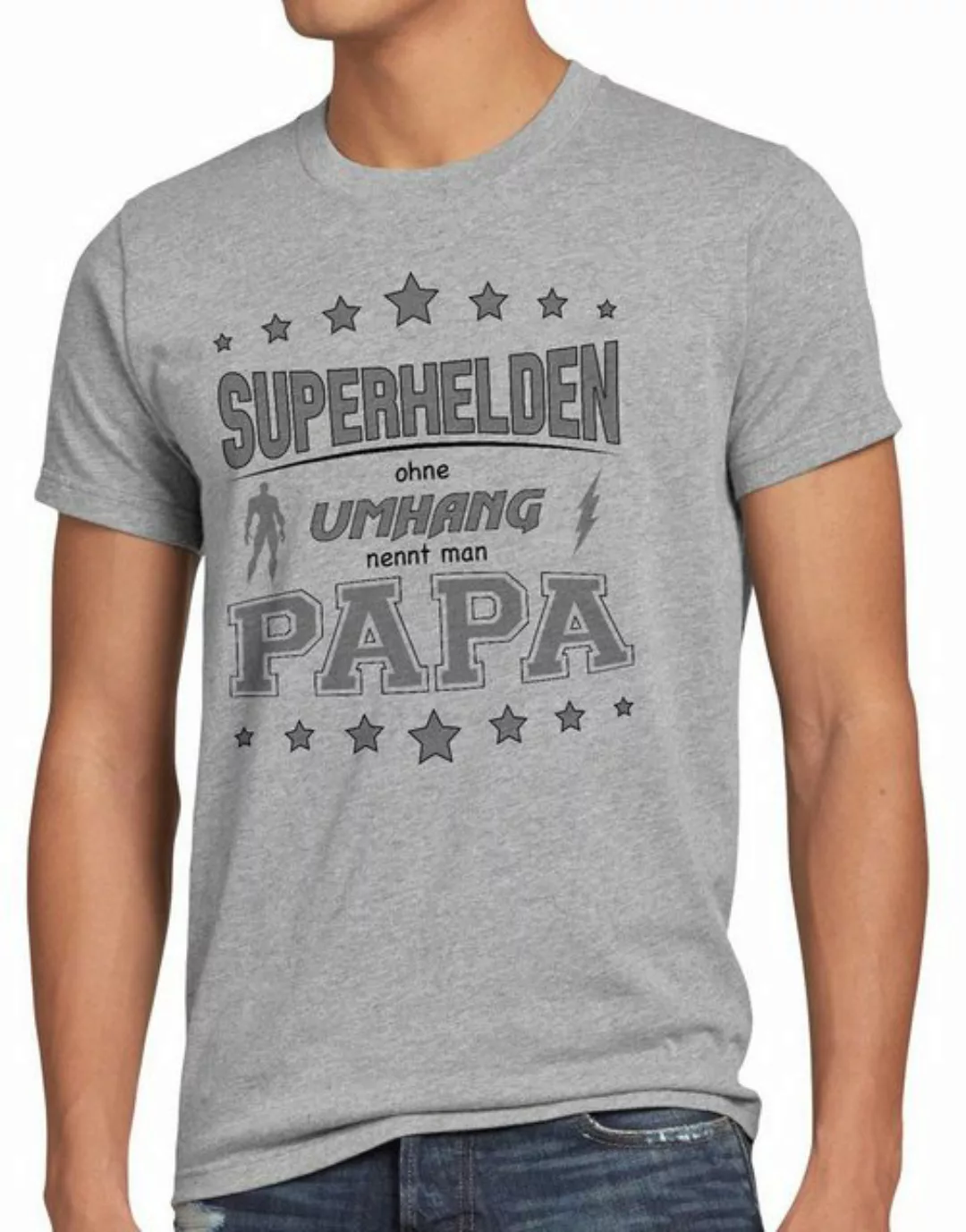 Print-Shirt Herren T-Shirt Superhelden ohne Umhang nennt man Papa Fun Shirt günstig online kaufen