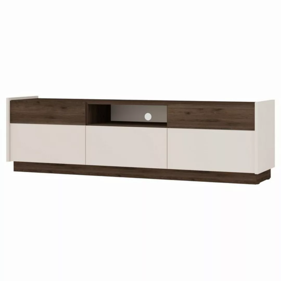 Selsey TV-Schrank KOBBE mit Schubladen, Beige / Holzoptik Nussbaum Okapi günstig online kaufen