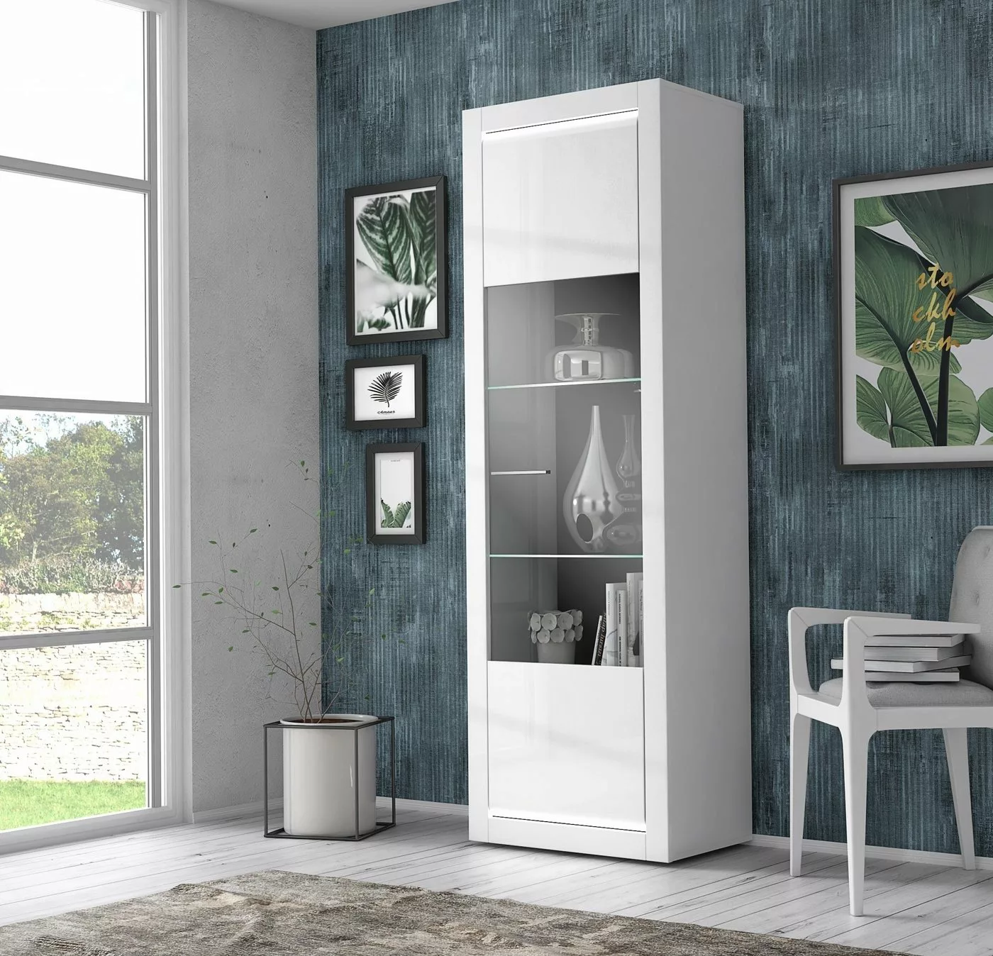 FORTE Vitrine in weiss und Klarglas - 63,3x195,2x41,3cm (BxHxT) günstig online kaufen