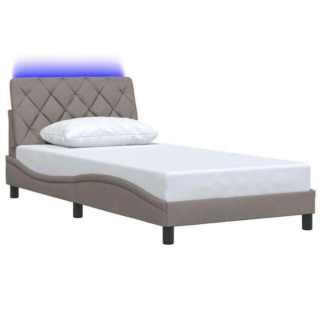 vidaXL Bett Bettgestell mit LED ohne Matratze Taupe 100x200 cm Stoff günstig online kaufen