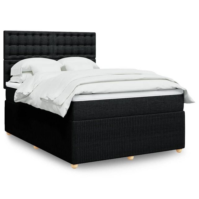 vidaXL Boxspringbett, Boxspringbett mit Matratze Schwarz 140x200 cm Stoff günstig online kaufen