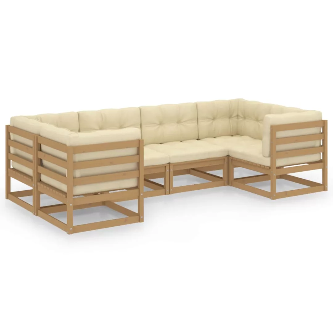 6-tlg. Garten-lounge-set Kissen Honigbraun Kiefer Massivholz günstig online kaufen