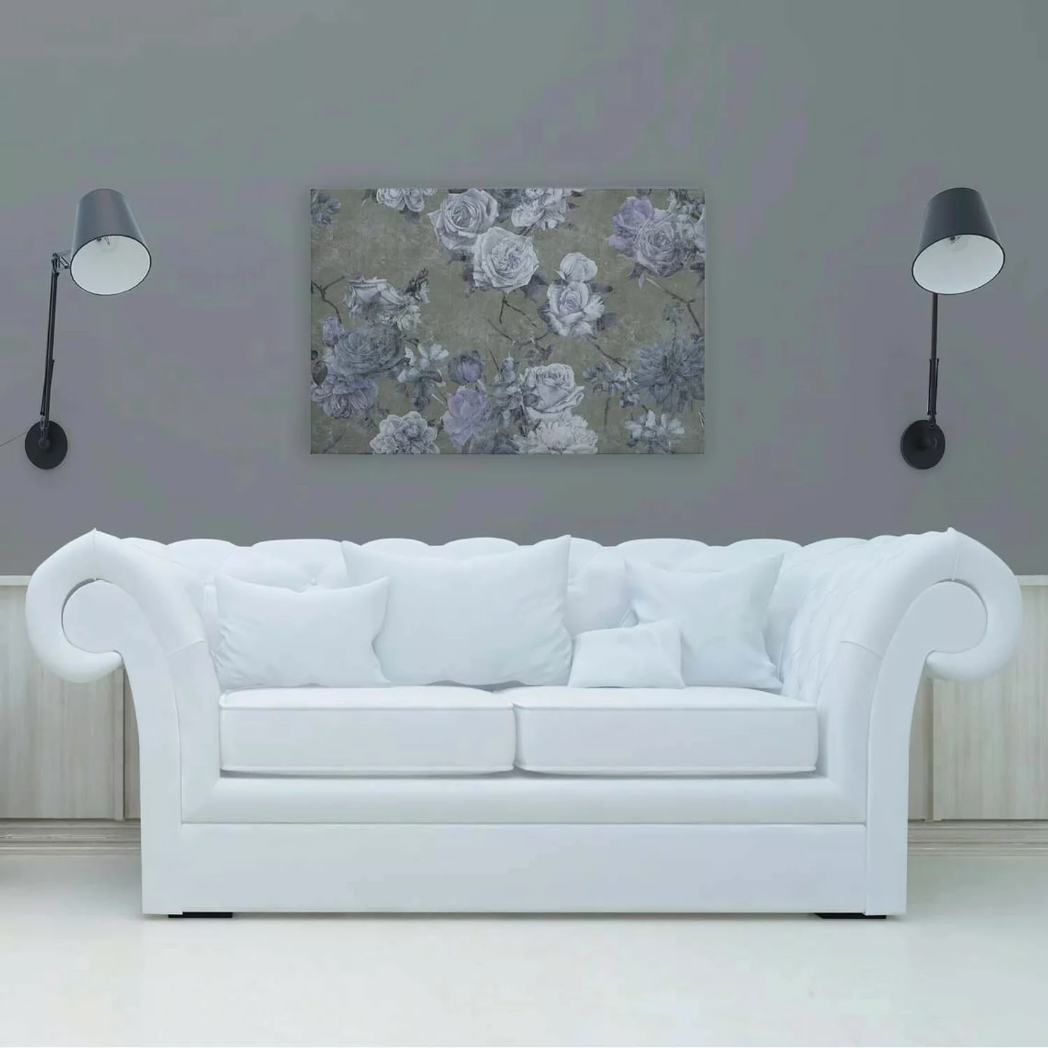 Bricoflor Wandbild Rosen Im Vintage Stil Leinwandbild Mit Blumen Grau In 12 günstig online kaufen