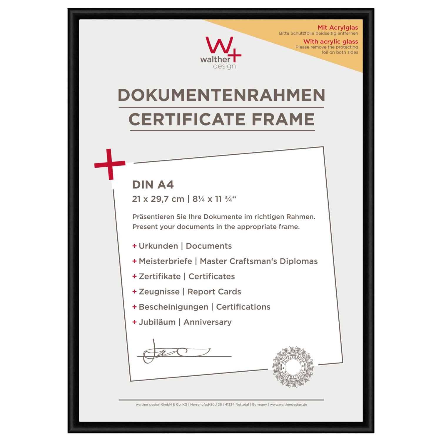 walther design New Lifestyle Kunststoff Bilderrahmen  Kunstglas 40x50 cm Si günstig online kaufen
