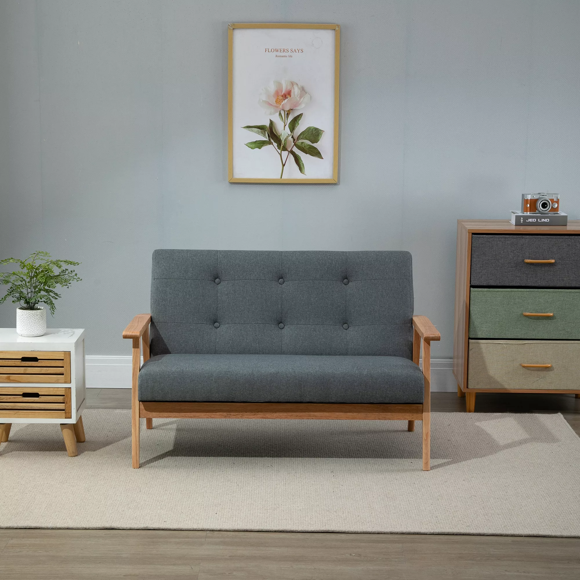 HOMCOM Doppelsofa  Polsterung Loveseat, kompaktes Design, Zweisitzer, Stoff günstig online kaufen