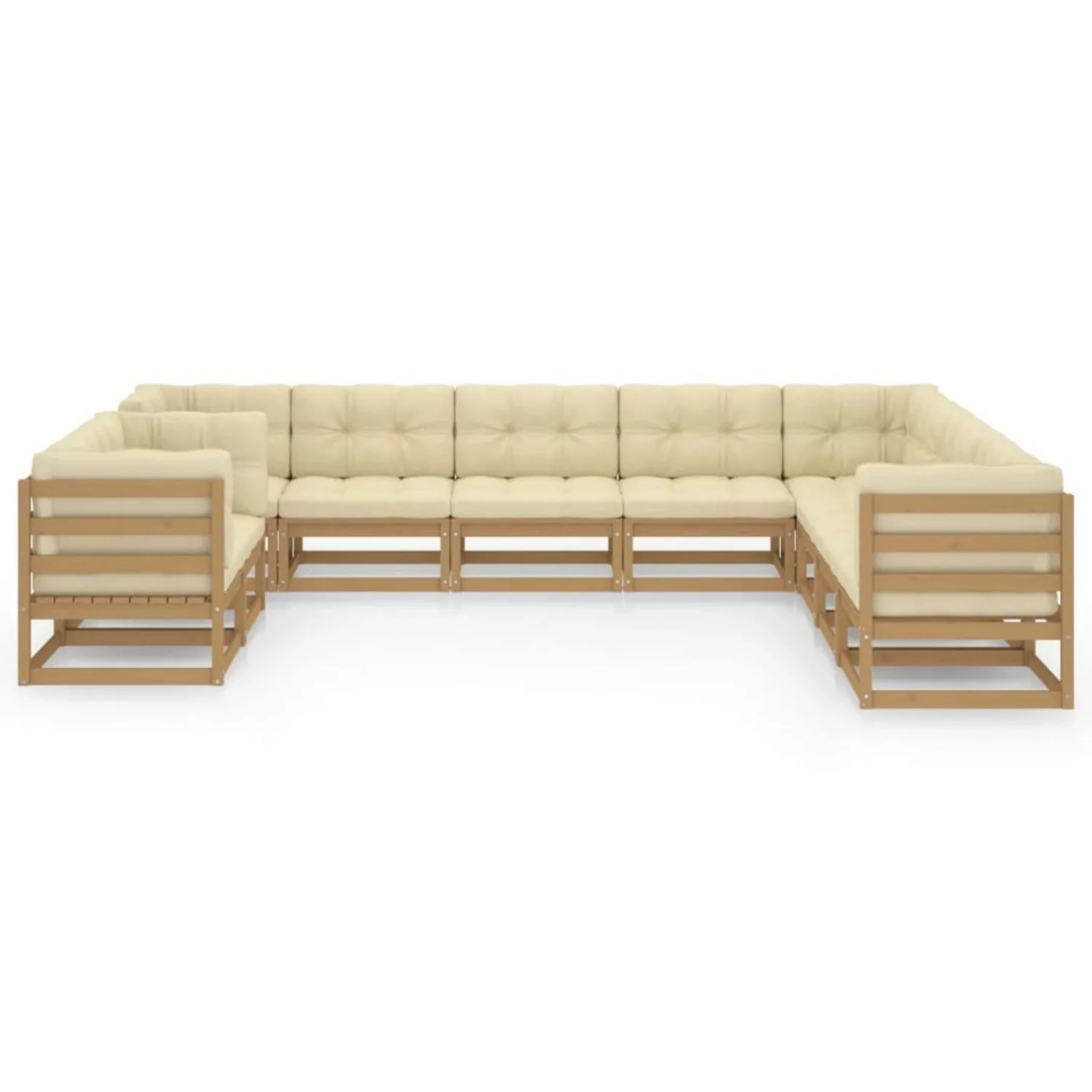 10-tlg. Garten-lounge-set Kissen Honigbraun Kiefer Massivholz günstig online kaufen