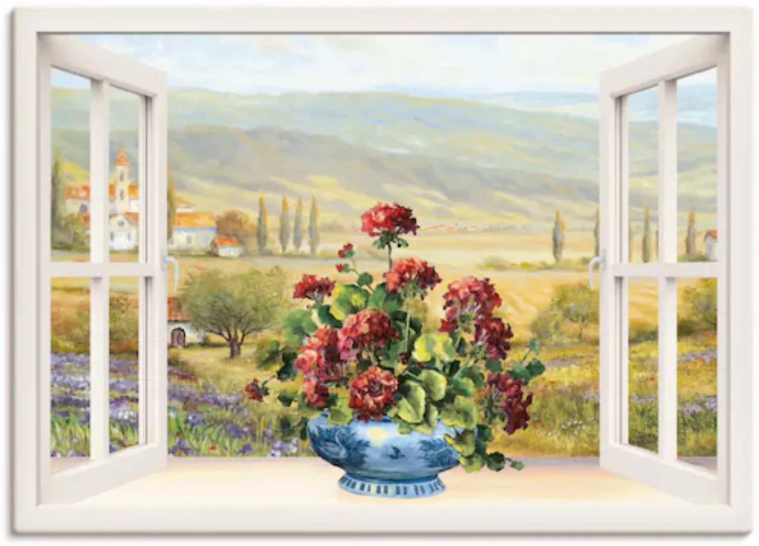 Artland Leinwandbild »Blumenbouquet am weißen Fenster«, Fensterblick, (1 St günstig online kaufen