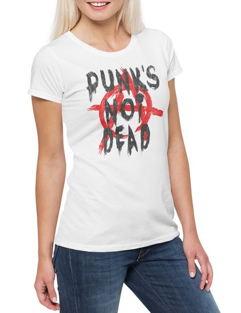 Urban Backwoods Print-Shirt Punk's Not Dead I Damen T-Shirt Music Anarchy U günstig online kaufen