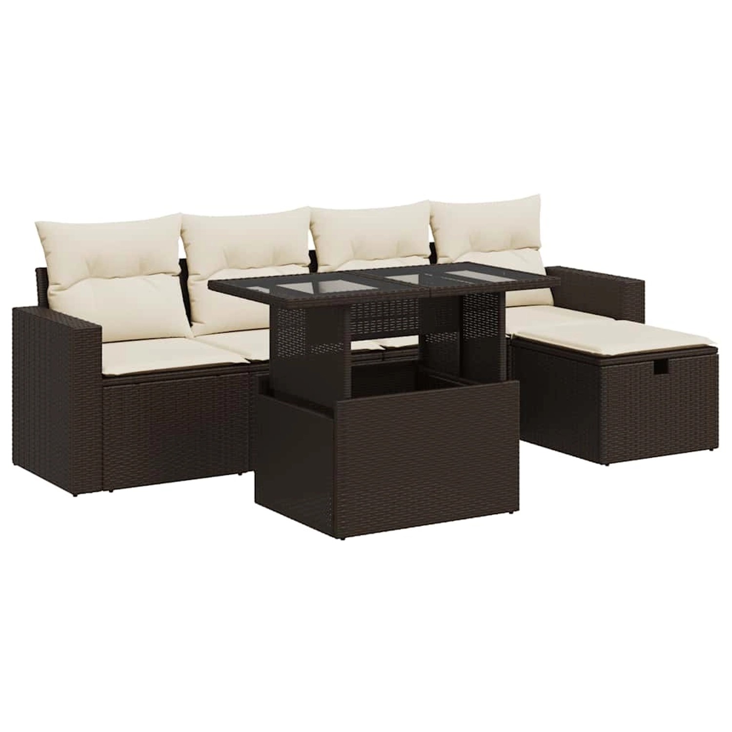 vidaXL 6-Tlg Garten-Sofagarnitur mit Kissen Braun Poly Rattan 3327813 günstig online kaufen