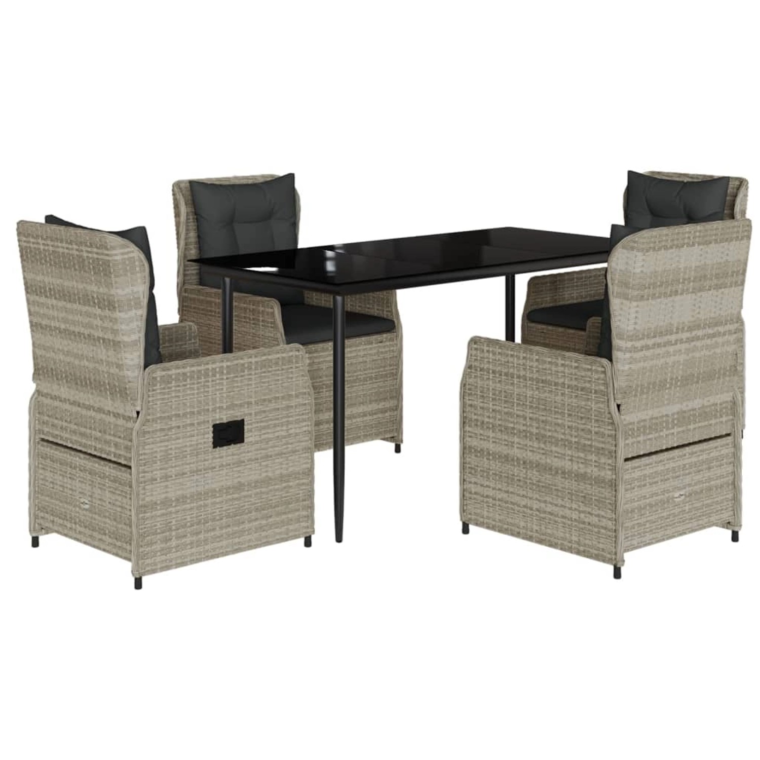 vidaXL 5-Tlg Garten-Essgruppe mit Kissen Hellgrau Poly Rattan 3262898 günstig online kaufen