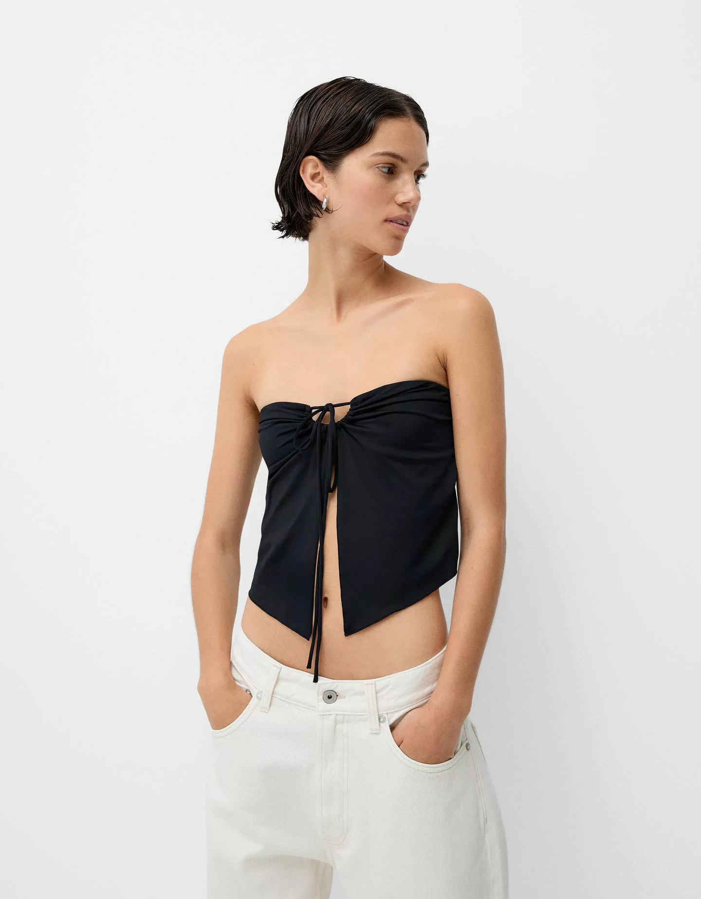 Bershka Bandeau-Top Damen Xs Schwarz günstig online kaufen