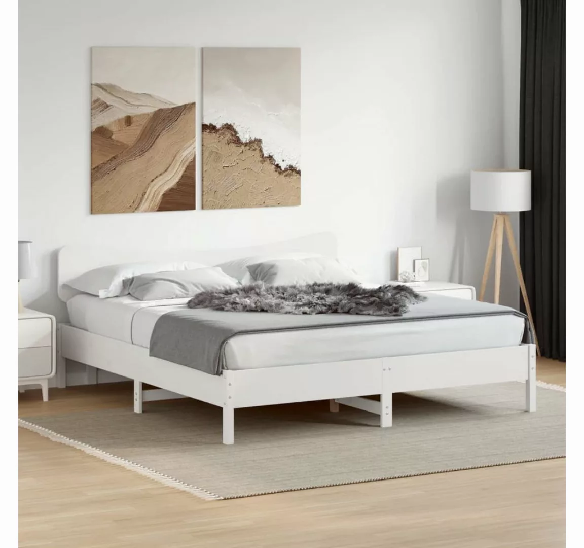 vidaXL Bett, Massivholzbett ohne Matratze Weiß 180x200 cm Kiefernholz günstig online kaufen