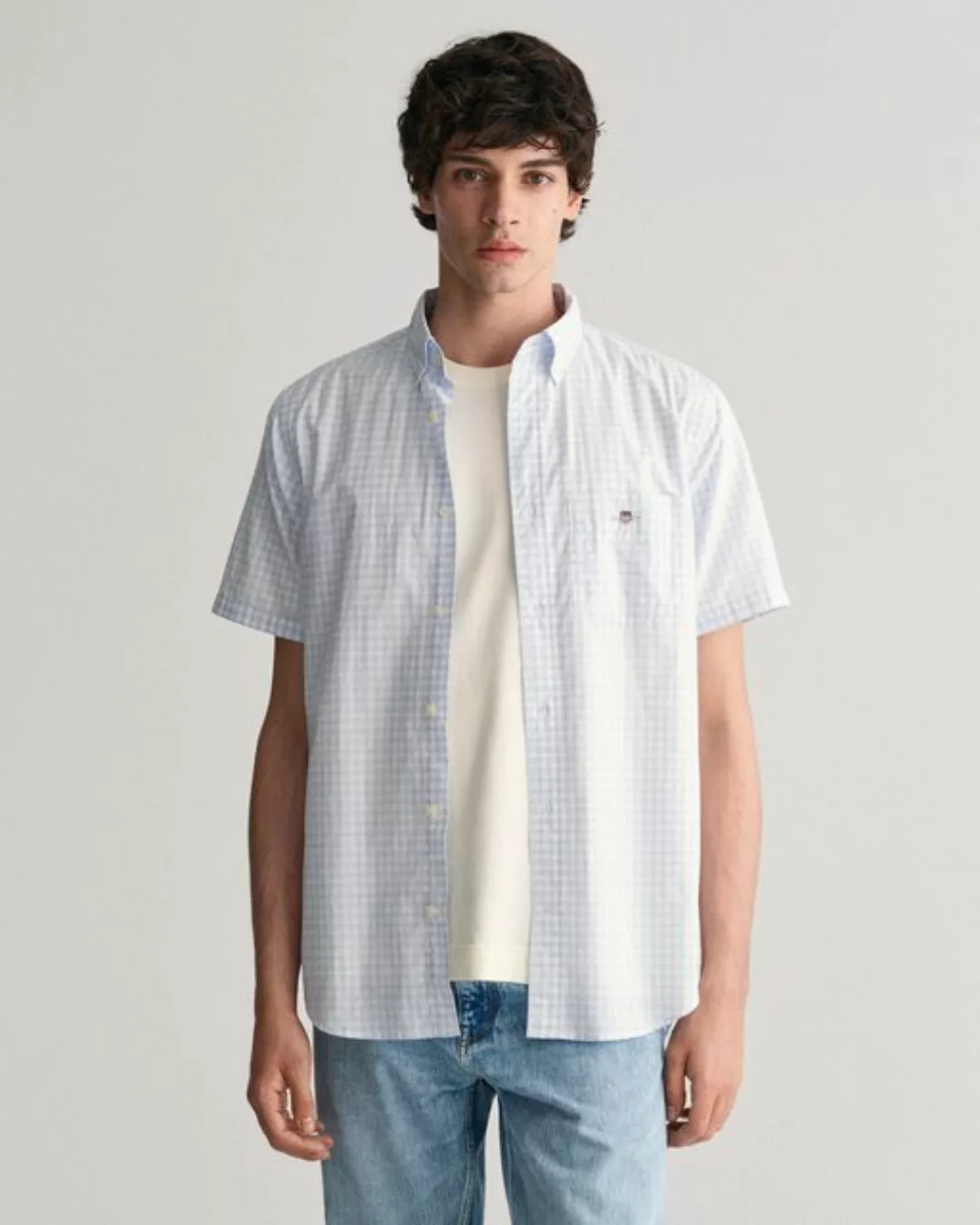 Gant Kurzarmhemd "Regular Fit Gingham Popeline Hemd strapazierfähig pflegel günstig online kaufen