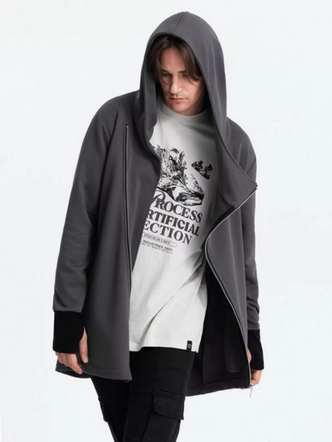 OMBRE Kapuzensweatshirt Asymmetrisches Herren-Sweatshirt mit einer geräumig günstig online kaufen