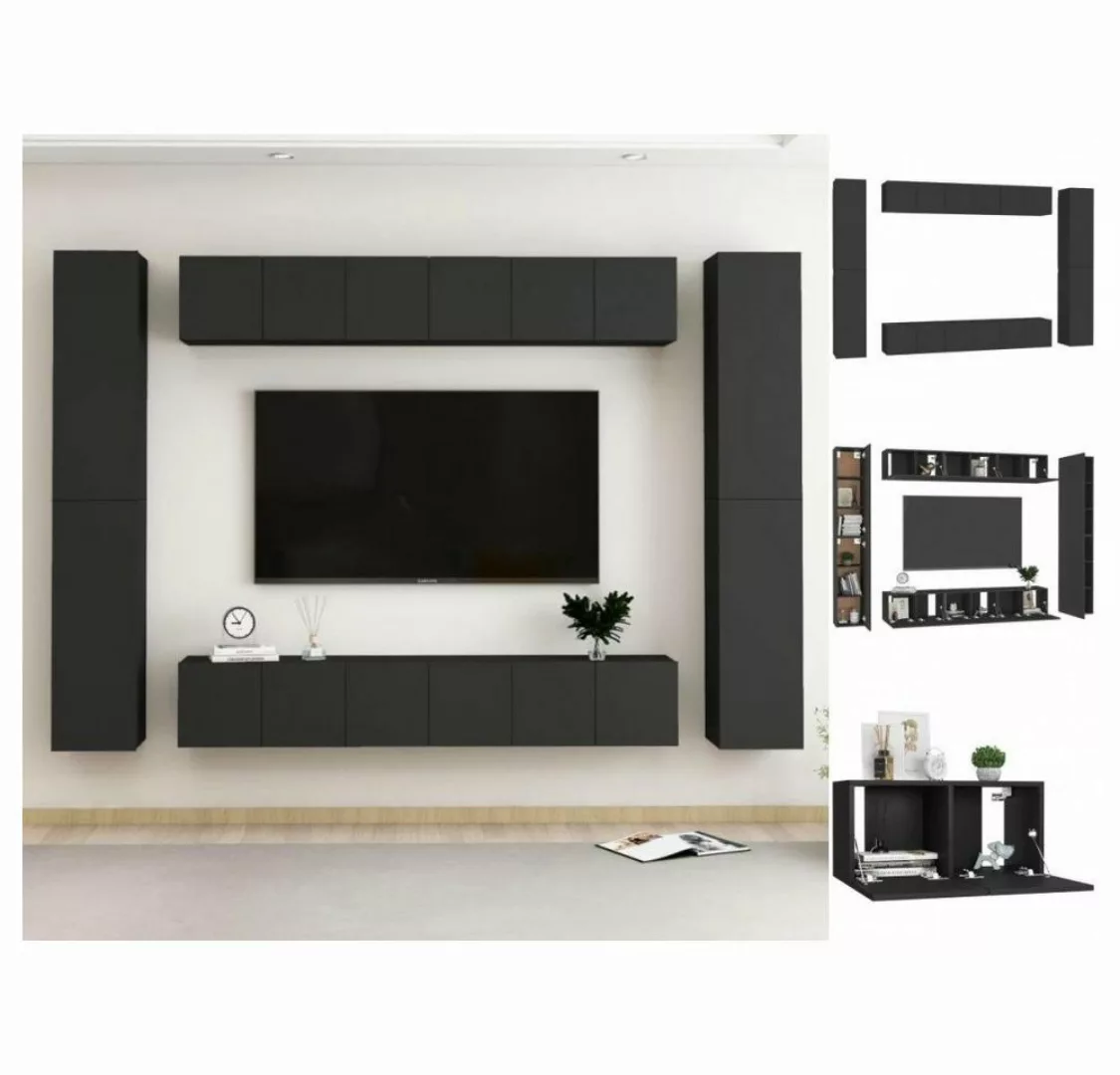 vidaXL TV-Schrank Fernsehschrank TV Möbel 10tlg TV Schrank Set Schwarz Span günstig online kaufen