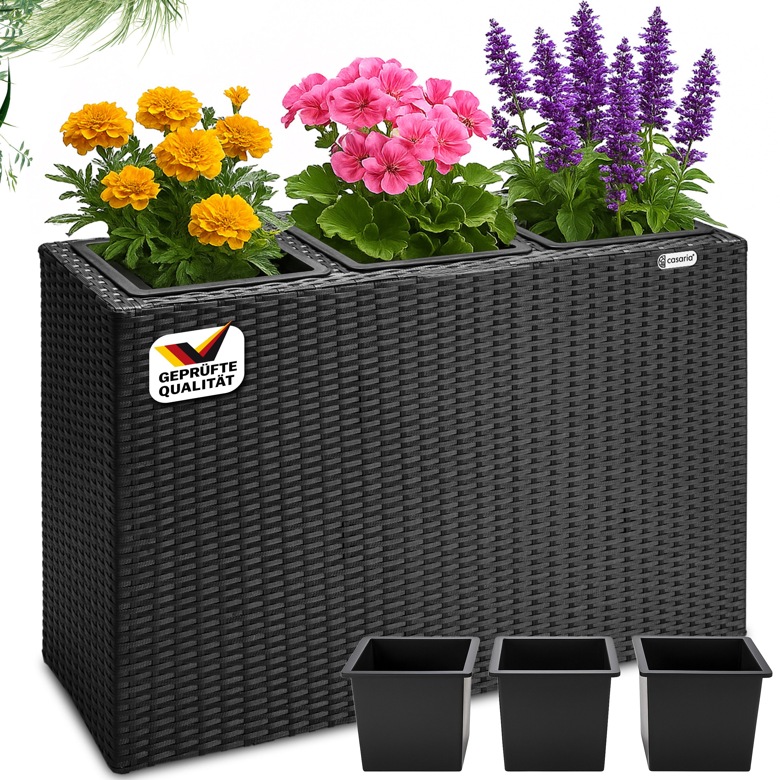 Casaria Pflanzkübel, 3 Innentöpfe Herausnehmbar Polyrattan günstig online kaufen