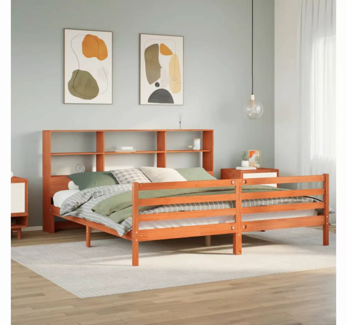 vidaXL Bett, Massivholzbett ohne Matratze Wachsbraun 200x200 Massivholz günstig online kaufen