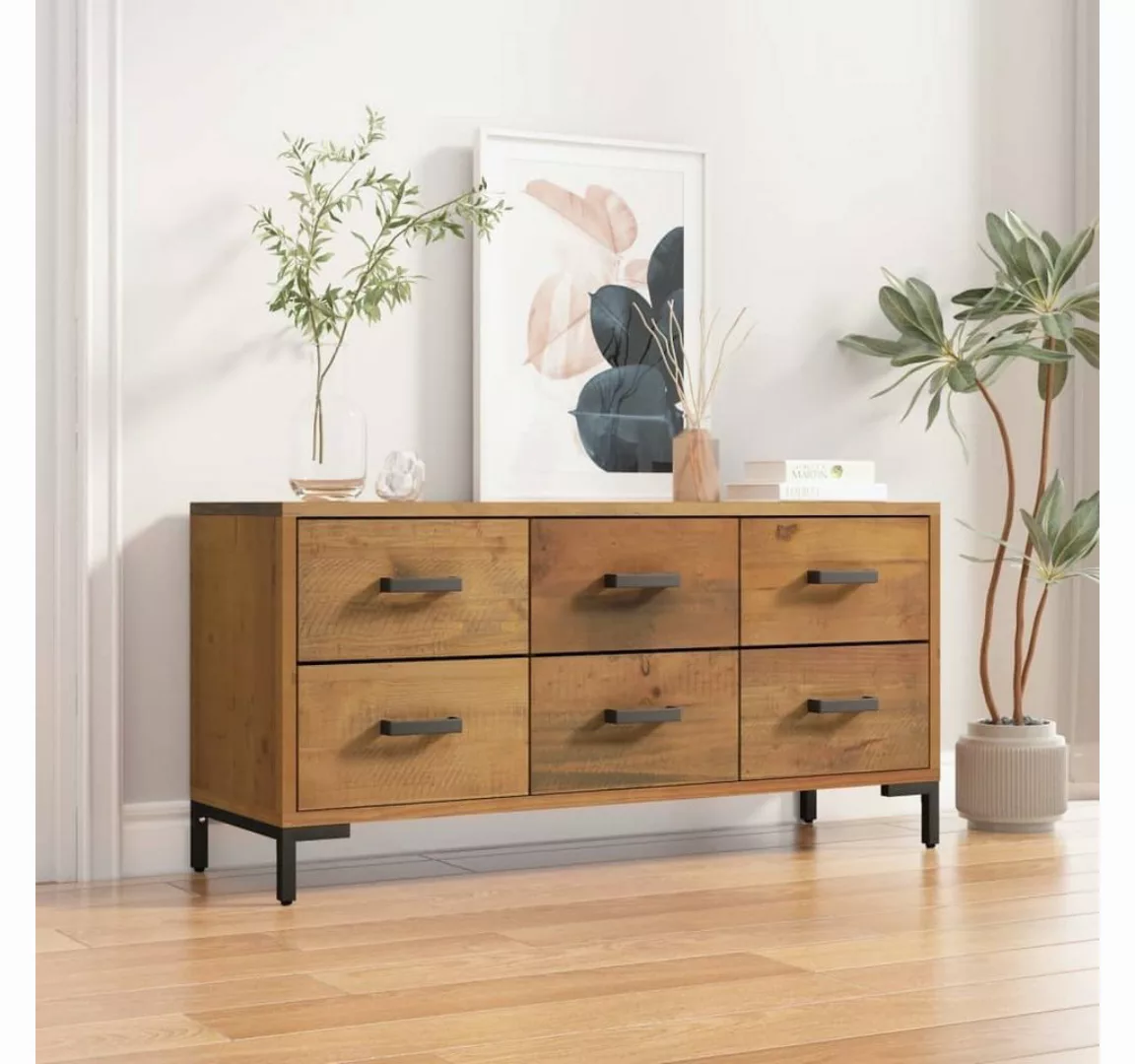 furnicato Beistellschrank Kommode Braun 110x30x45 cm Massivholz Kiefer günstig online kaufen