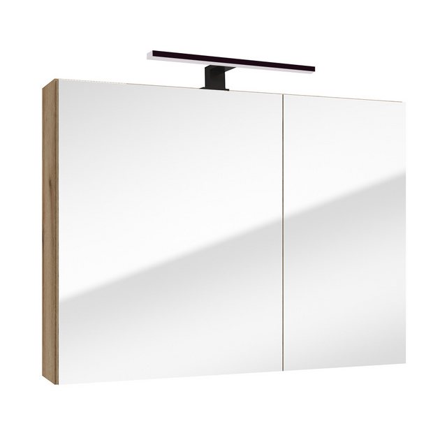 Lomadox Spiegelschrank RIVA-107 80 cm in Eiche, 2 Türen, inkl. LED Beleucht günstig online kaufen