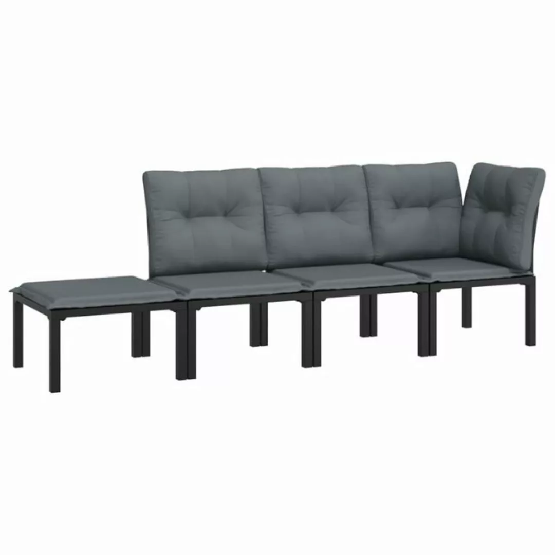 Vidaxl 4-tlg. Garten-lounge-set Schwarz Und Grau Poly Rattan günstig online kaufen